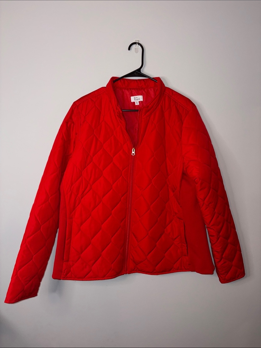 Kim Rogers Bright Red Quilted Zip-Front Women's Jacket XXL